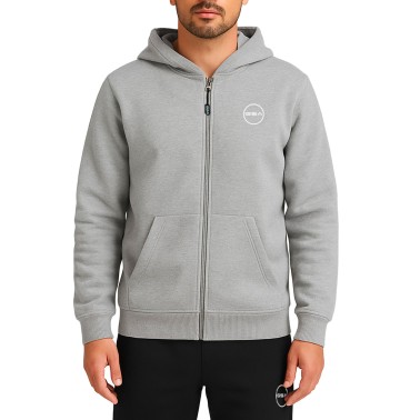 GSA SUPERCOTTON MENS BIG LOGO ZIP HOODIE FLEECE GA12503-SILVER GREY Grey