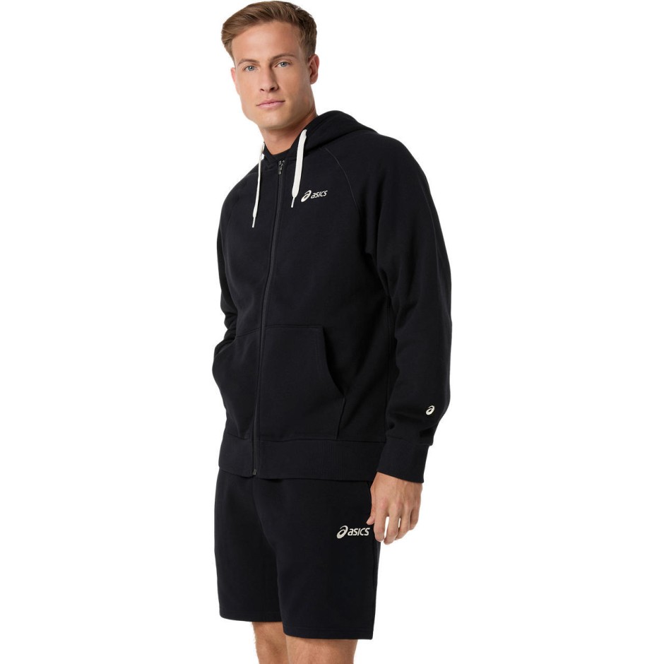 ASICS LOGO FLEECE FULL ZIP HOODIE 2031F325-001 Μαύρο