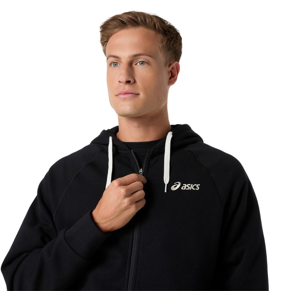 ASICS LOGO FLEECE FULL ZIP HOODIE 2031F325-001 Μαύρο