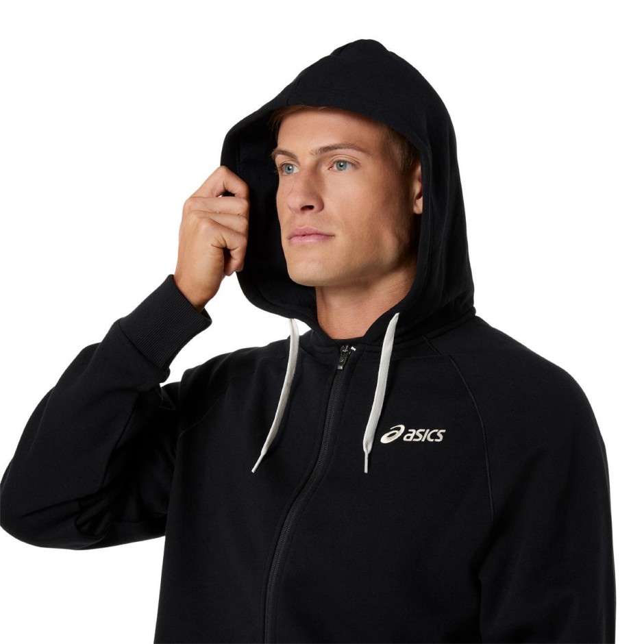 ASICS LOGO FLEECE FULL ZIP HOODIE 2031F325-001 Μαύρο