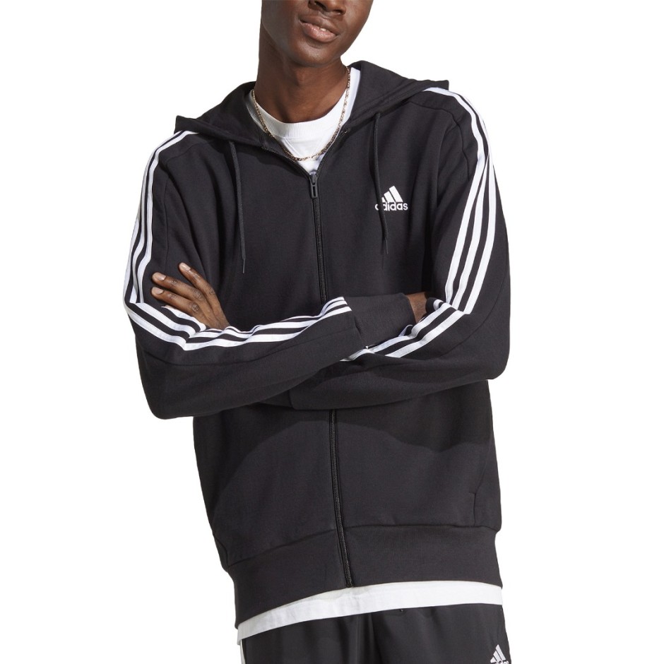 Ανδρική Ζακέτα Μαύρη - adidas Sportswear Essentials French Terry 3-Stripes