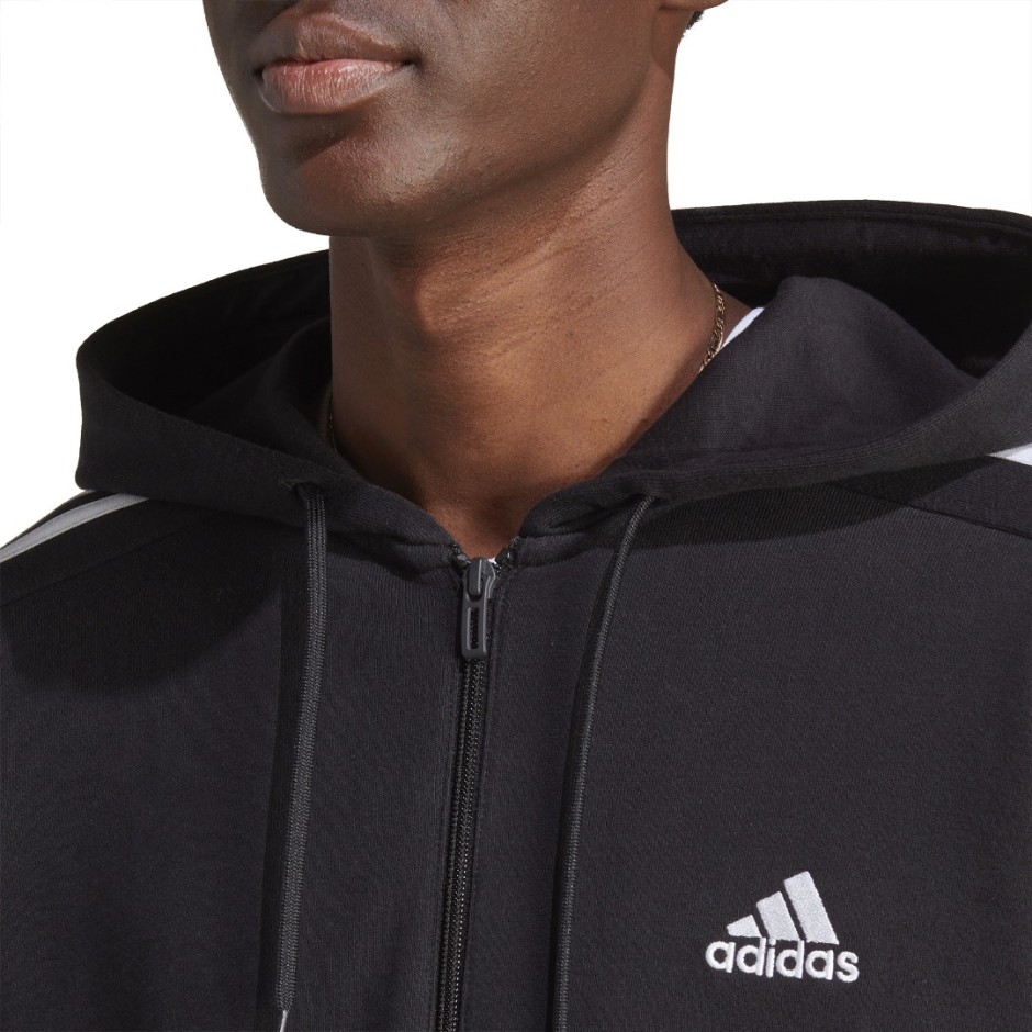 Ανδρική Ζακέτα Μαύρη - adidas Sportswear Essentials French Terry 3-Stripes