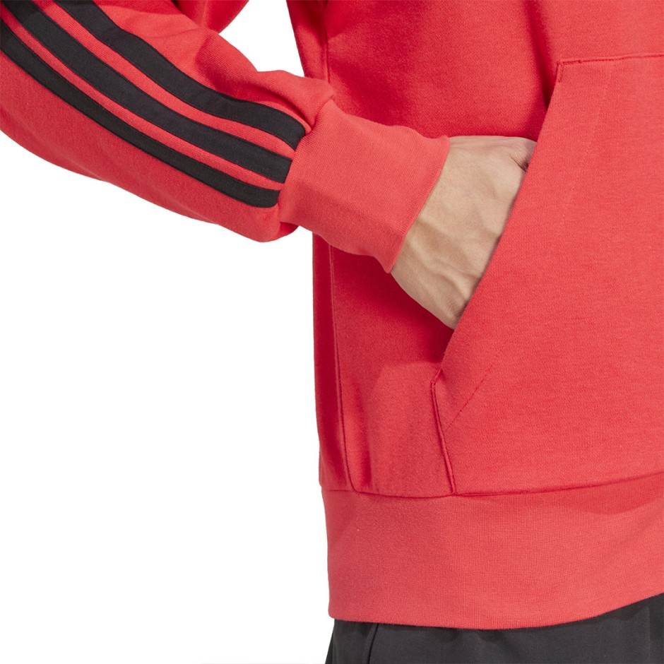 Ανδρική Ζακέτα Κόκκινη - adidas Sportswear Essentials 3-Stripes French Terry