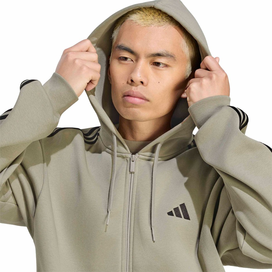Ανδρική Ζακέτα Μπεζ - adidas Sportswear Essentials 3-Stripes Fleece