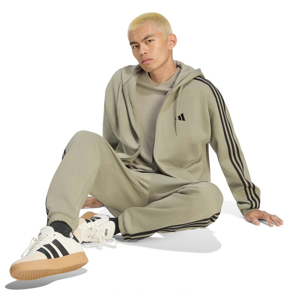 Ανδρική Ζακέτα Μπεζ - adidas Sportswear Essentials 3-Stripes Fleece