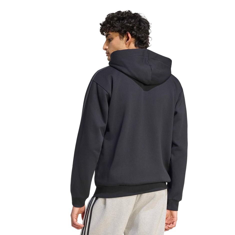 Men's Full-Zip Hoodie Black - adidas Sportswear Essentials 3-Stripes Fleece