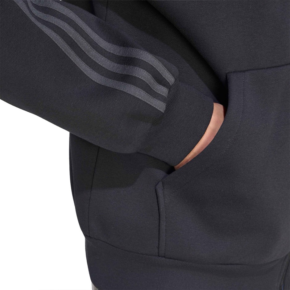 Men's Full-Zip Hoodie Black - adidas Sportswear Essentials 3-Stripes Fleece