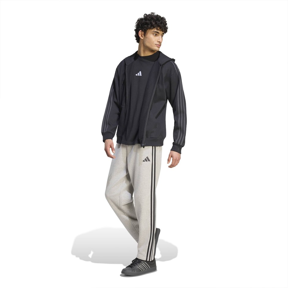 Men's Full-Zip Hoodie Black - adidas Sportswear Essentials 3-Stripes Fleece