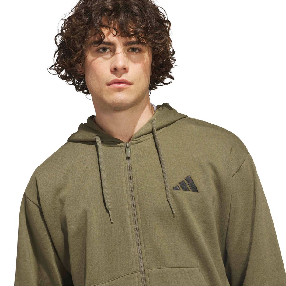 Men's Full-Zip Hoodie Olive - adidas Sportswear Feelcozy Fleece