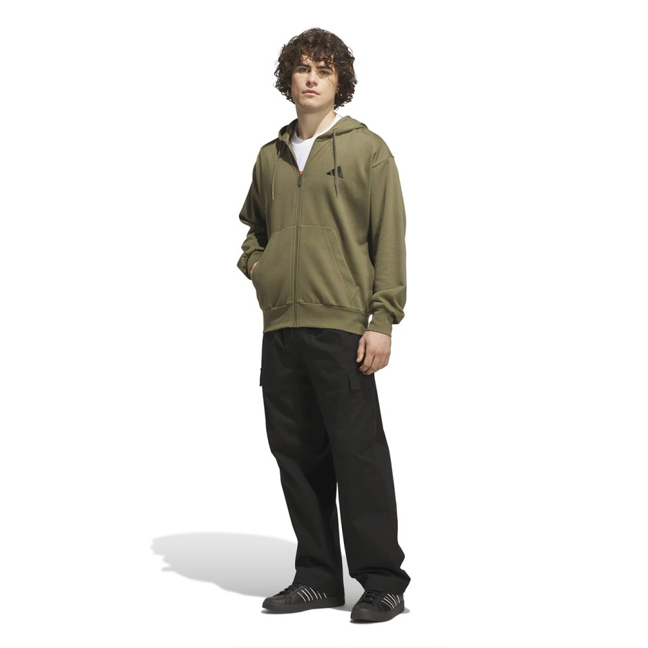Men's Full-Zip Hoodie Olive - adidas Sportswear Feelcozy Fleece