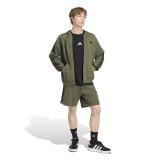 Men's Full-Zip Hoodie Olive - adidas Sportswear Essentials 3-Stripes French Terry Image 3