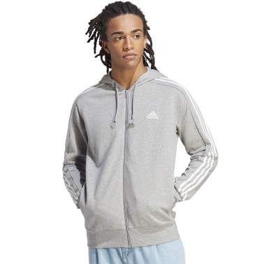 Ανδρική Ζακέτα Γκρι - adidas Sportswear Essentials French Terry 3-Stripes 