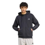 Men's Full-Zip Hoodie Black - adidas Sportswear Essentials 3-Stripes Fleece Image 