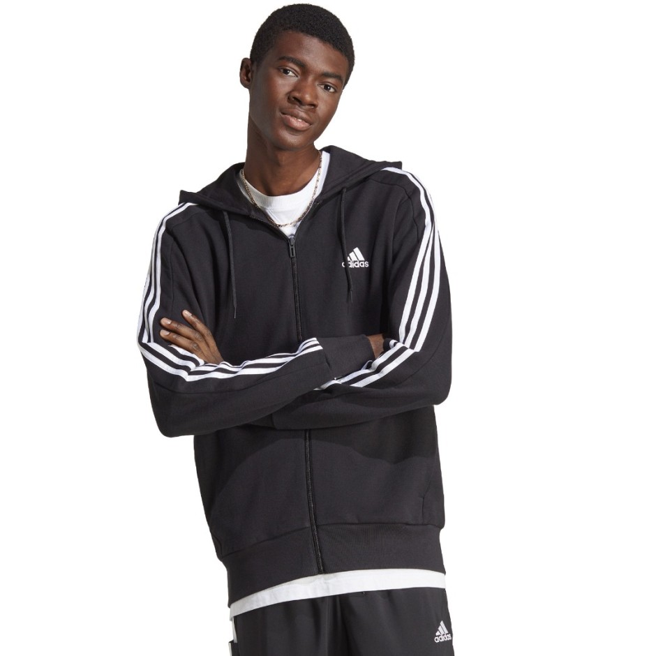 Ανδρική Ζακέτα Μαύρη - adidas Sportswear Essentials French Terry 3-Stripes