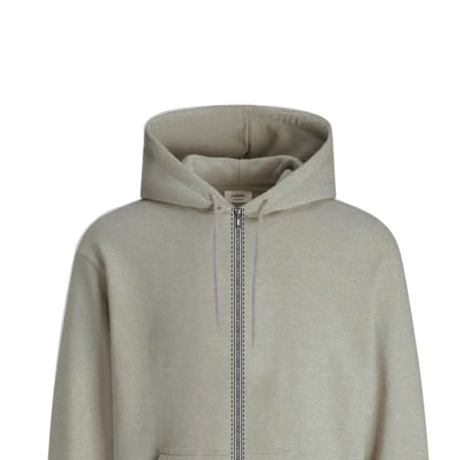 JJ REBEL JREBCREST SWEAT ZIP HOOD 12307284-LIGHT GREY MELANGE Γκρί