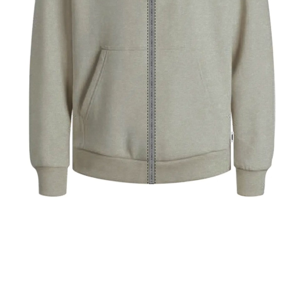 JJ REBEL JREBCREST SWEAT ZIP HOOD 12307284-LIGHT GREY MELANGE Γκρί