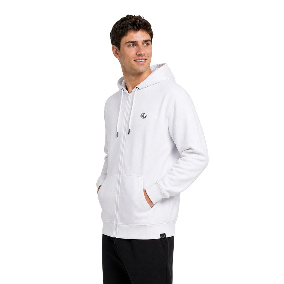 Men's Full-Zip Hoodie White - Nick Galis 'The Gangster'