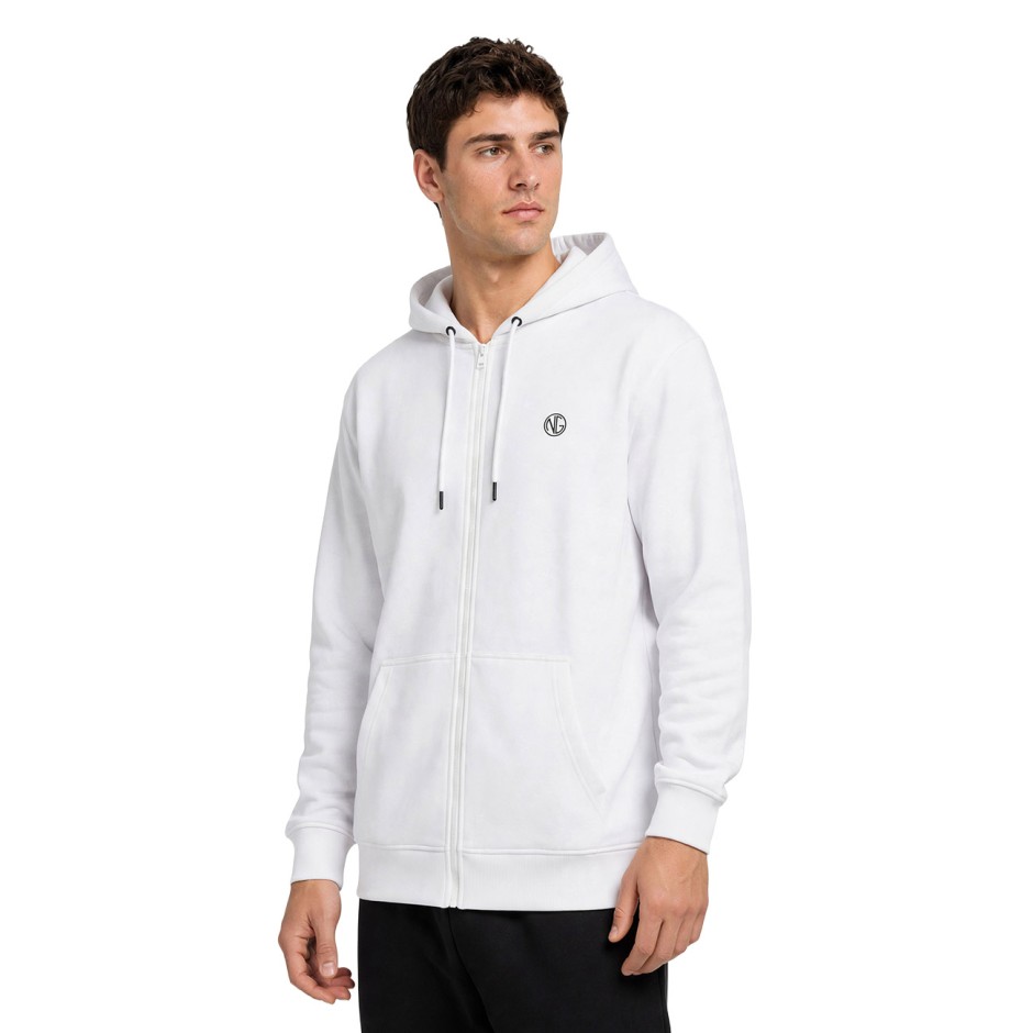 Men's Full-Zip Hoodie White - Nick Galis 'NG'