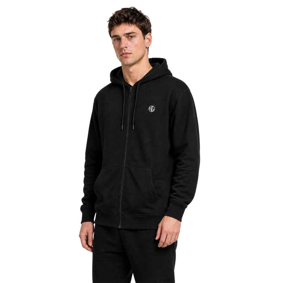 Men's Full-Zip Hoodie Black - Nick Galis 'NG' 