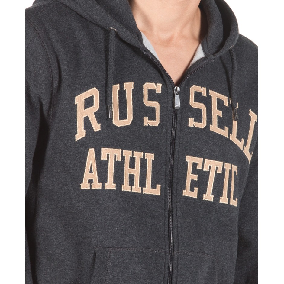 RUSSELL ATHLETIC ZIP THROUGH TACKLE TWILL HOODIE A7-007-2-098 Coal