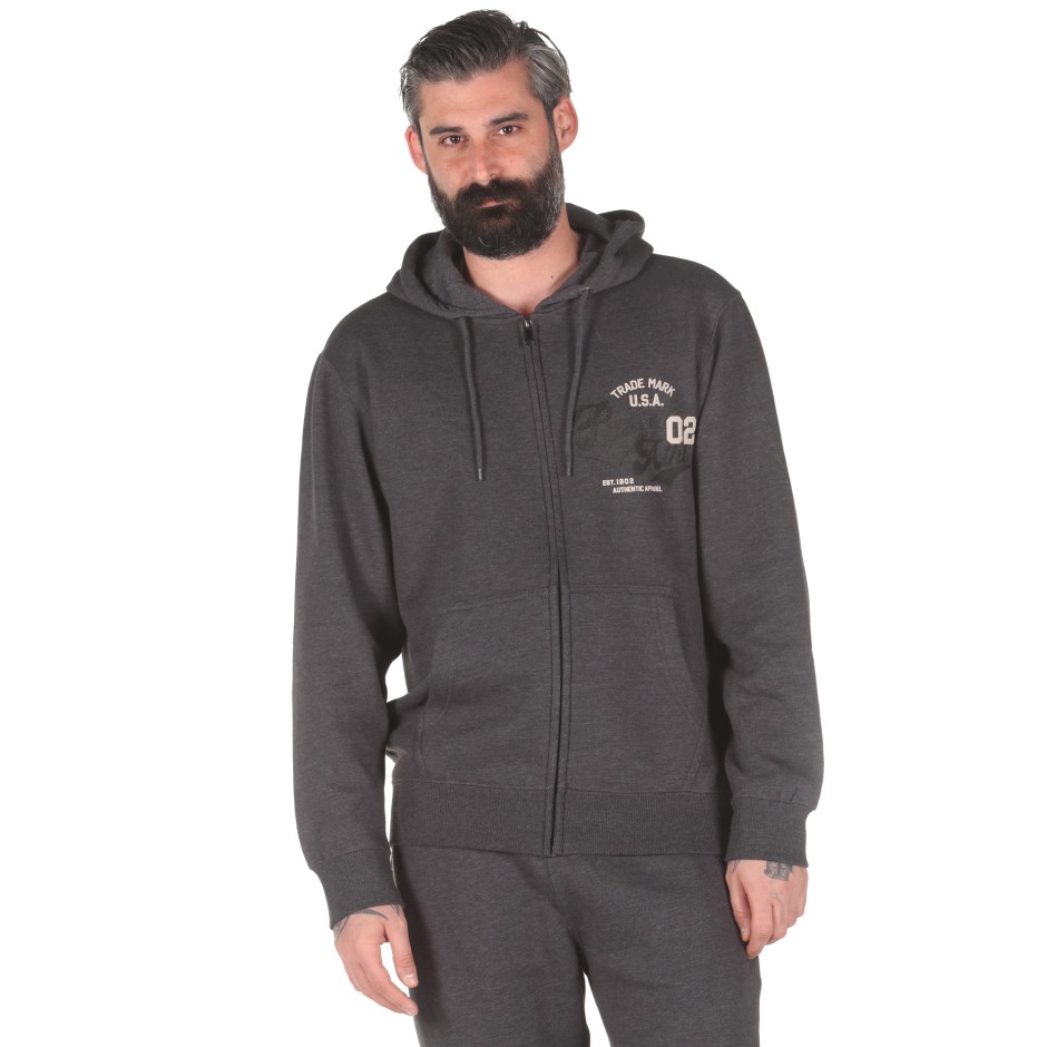 Russell Athletic TRADE MARK USA - ZIP THROUGH HOODY A0-027-2-098 Coal