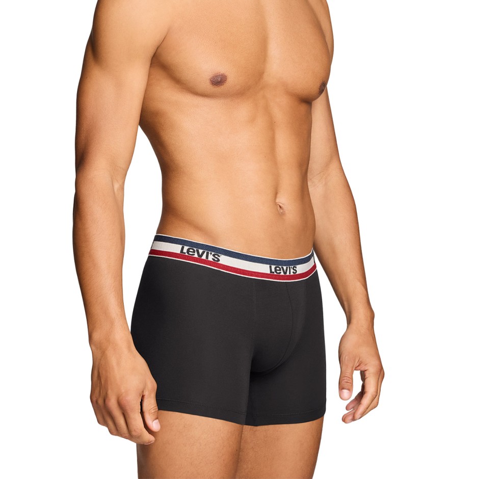 Ανδρικά Εσώρουχα Μποξεράκια Μαύρα - Levi's Men Repeat Logo Boxer Brief 2Pack