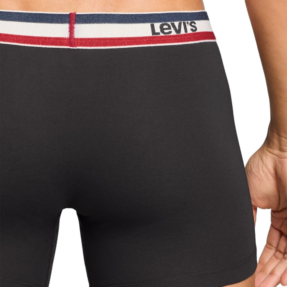 Ανδρικά Εσώρουχα Μποξεράκια Μαύρα - Levi's Men Repeat Logo Boxer Brief 2Pack