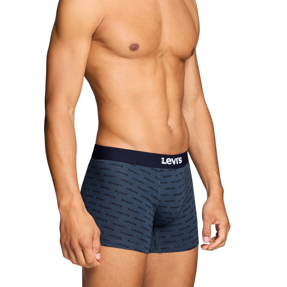 Ανδρικά Εσώρουχα Μποξεράκια Μπλε - Levi's Men Logo All Over Print Boxer Brief 2Pack