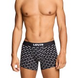 Ανδρικά Εσώρουχα Μποξεράκια Μαύρα - Levi's Men Logo All Over Print Boxer Brief 2Pack Εικόνα 