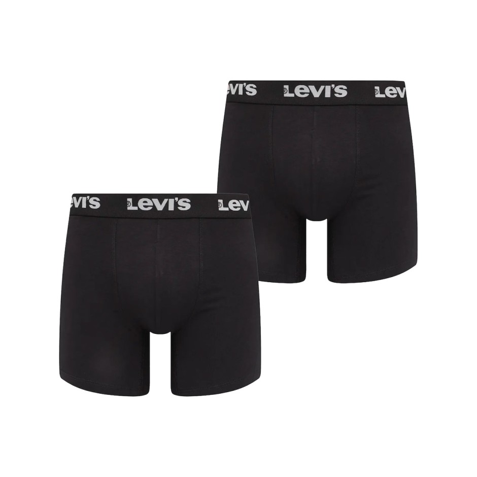 Ανδρικά Εσώρουχα Μποξεράκια Μαύρα - Levi's Men Repeat Logo Boxer Brief 2Pack