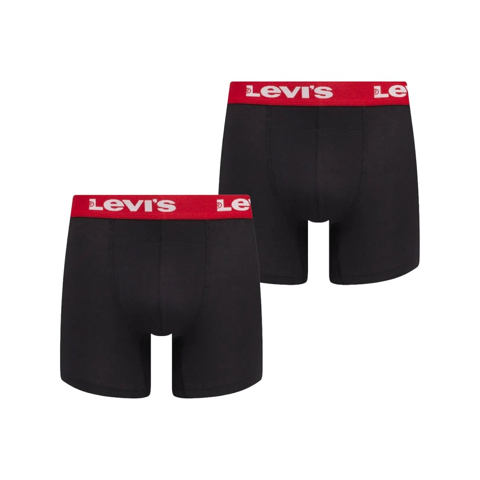 Ανδρικά Εσώρουχα Μποξεράκια Μαύρα - Levi's Men Repeat Logo Boxer Brief 2Pack
