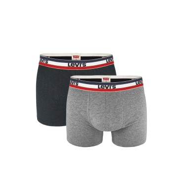 LEVI'S MEN SPRTSWR LOGO BOXER BRIEF 2P 37149-0816-BLACK/GREY MELANGE Colorful