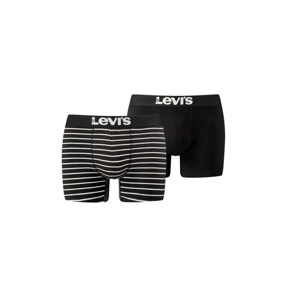 LEVI'S MEN VINTAGE STRIPE YD BOXER BRIEF 2P 37149-0212-JET BLACK Black