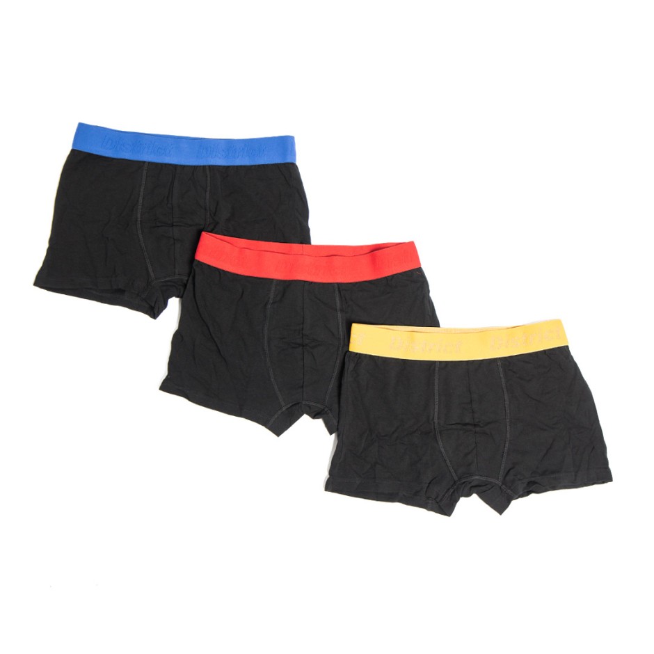 Ανδρικά Εσώρουχα Μποξεράκια Μαύρα - District75 Everyday Cotton Stretch 3 Pack