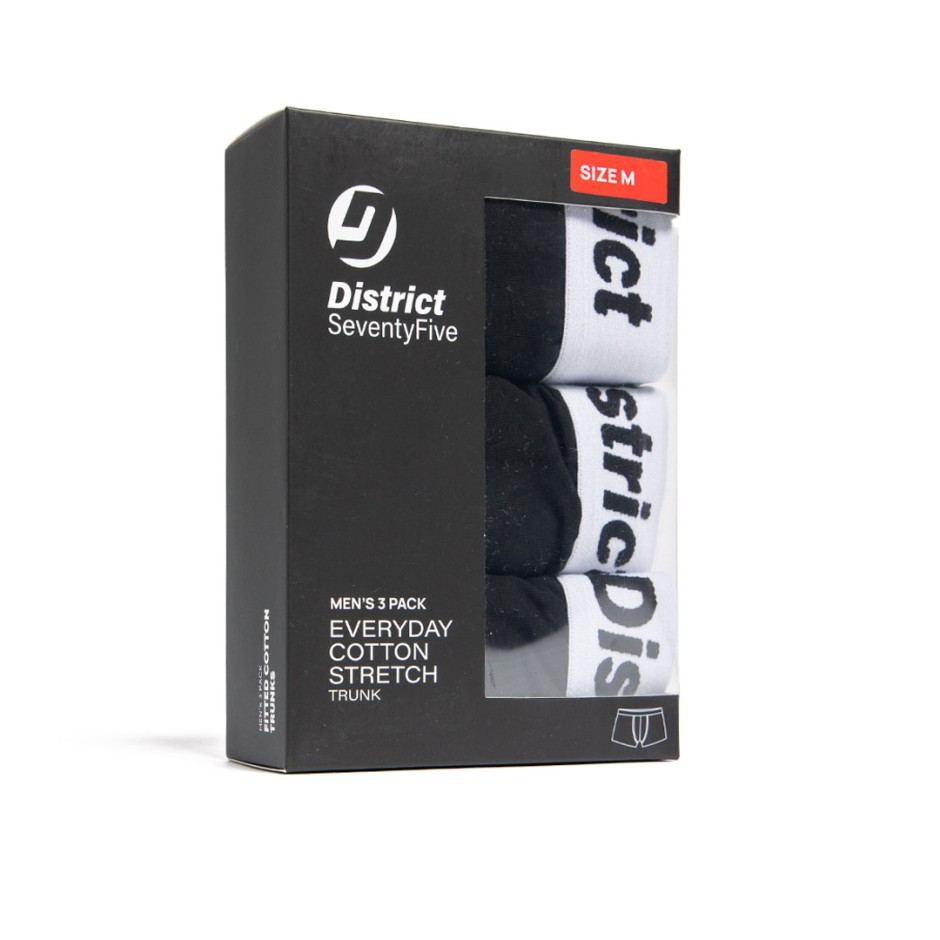 Ανδρικά Εσώρουχα Μποξεράκια Μαύρα - District75 Everyday Cotton Stretch 3 Pack