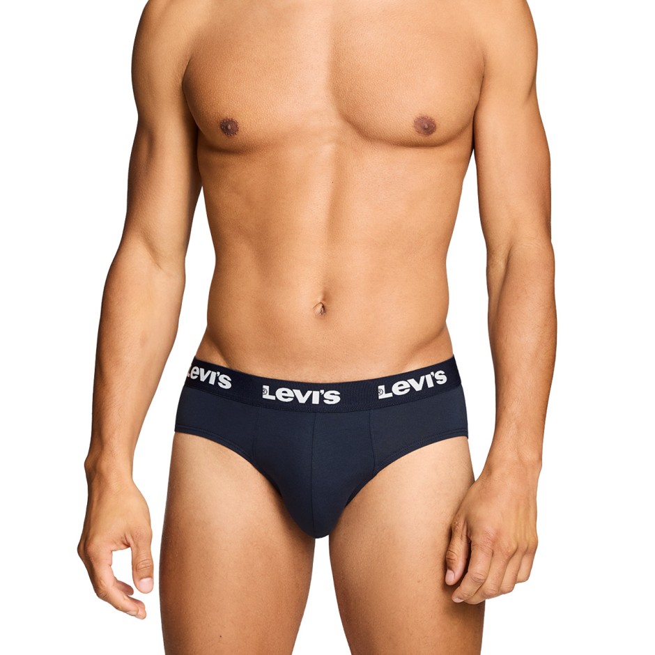 Ανδρικά Εσώρουχα Σλιπ Μπλε - Levi's Men Solid Basic Brief 2Pack