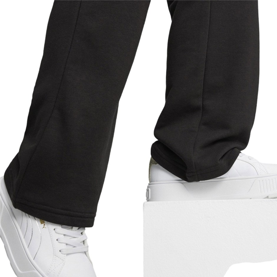 Puma Ess+ Small Logo Μαύρο - Γυναικείο Παντελόνι Φόρμα Σε Ίσια Γραμμή