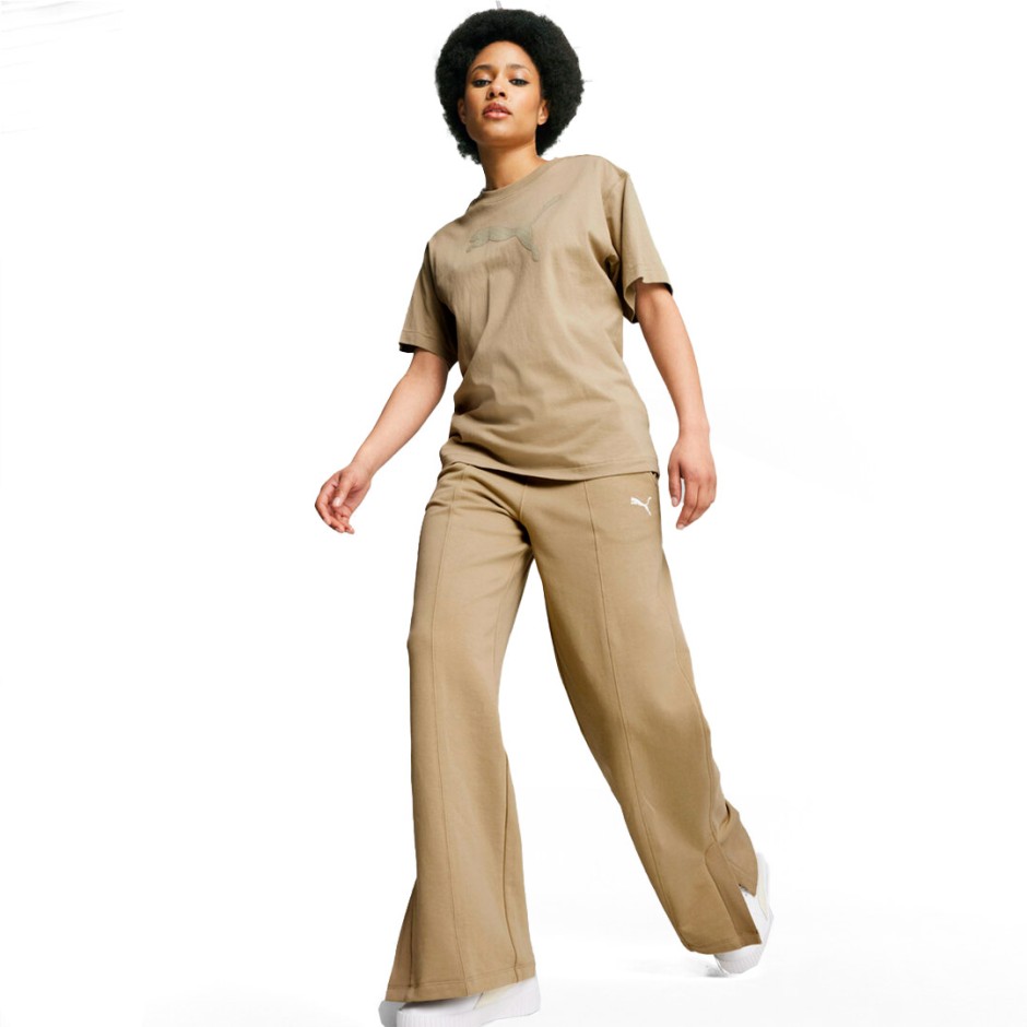 Γυναικεία Φόρμα Μπεζ - Puma Her High Waist Straight Leg
