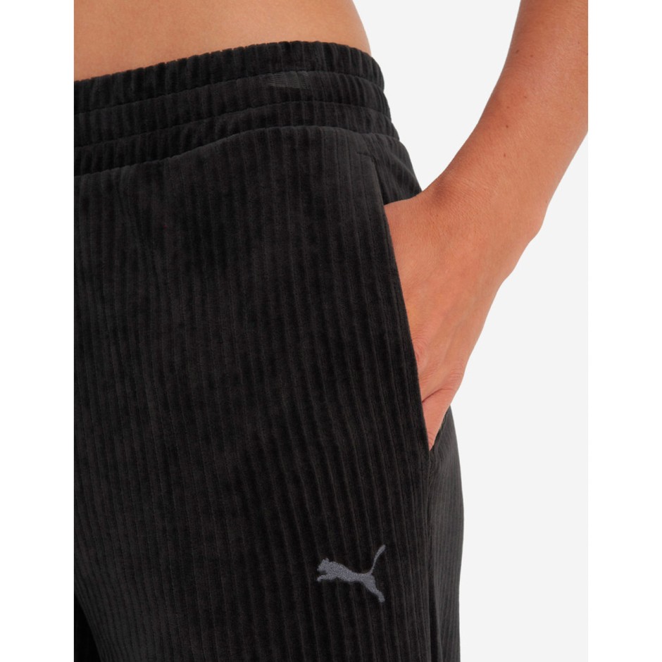 PUMA ESS ELEVATED VELOUR RIB STRAIGHT LEG PANT 688108-01 Black