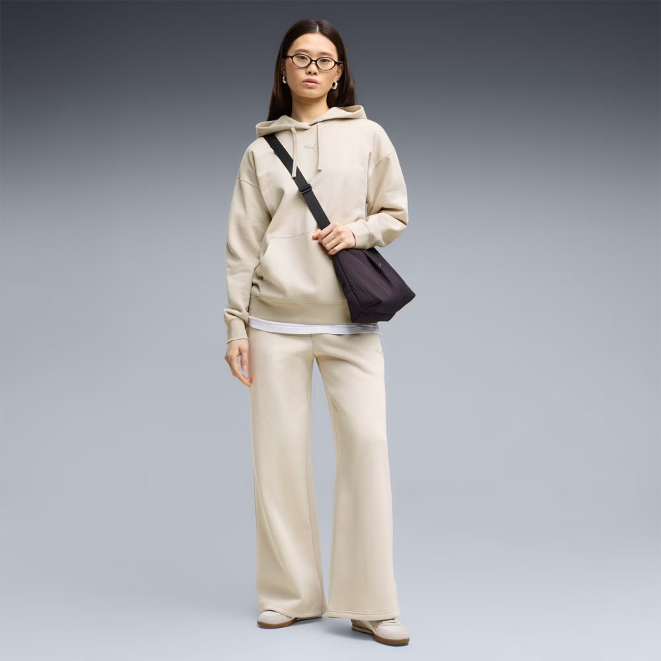 Γυναικεία Φόρμα Εκρού - PUMA Essentials Cat Fleece Wide Leg