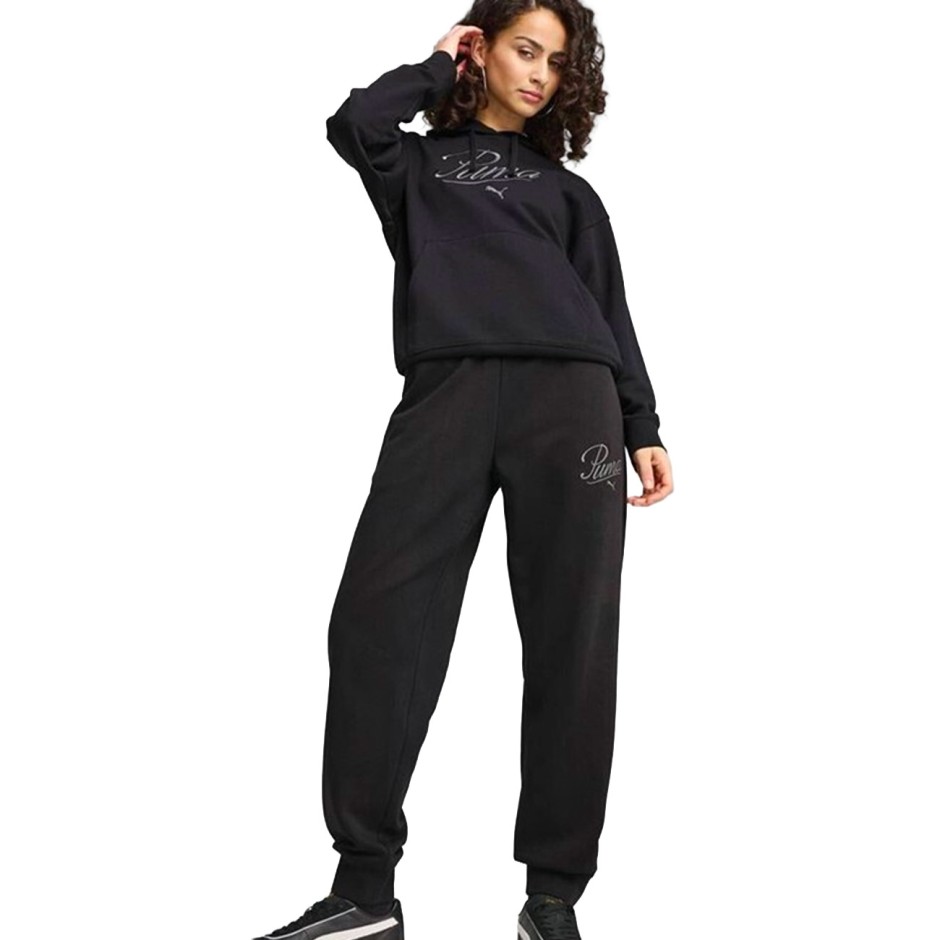 PUMA ESS SCRIPT COMFORT SWEATPANTS FL CL 694067-01 Μαύρο
