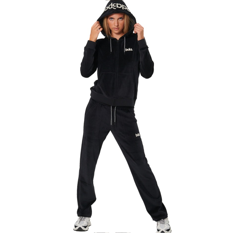 Γυναικεία Φόρμα Μαύρη - Body Action Basic Velour