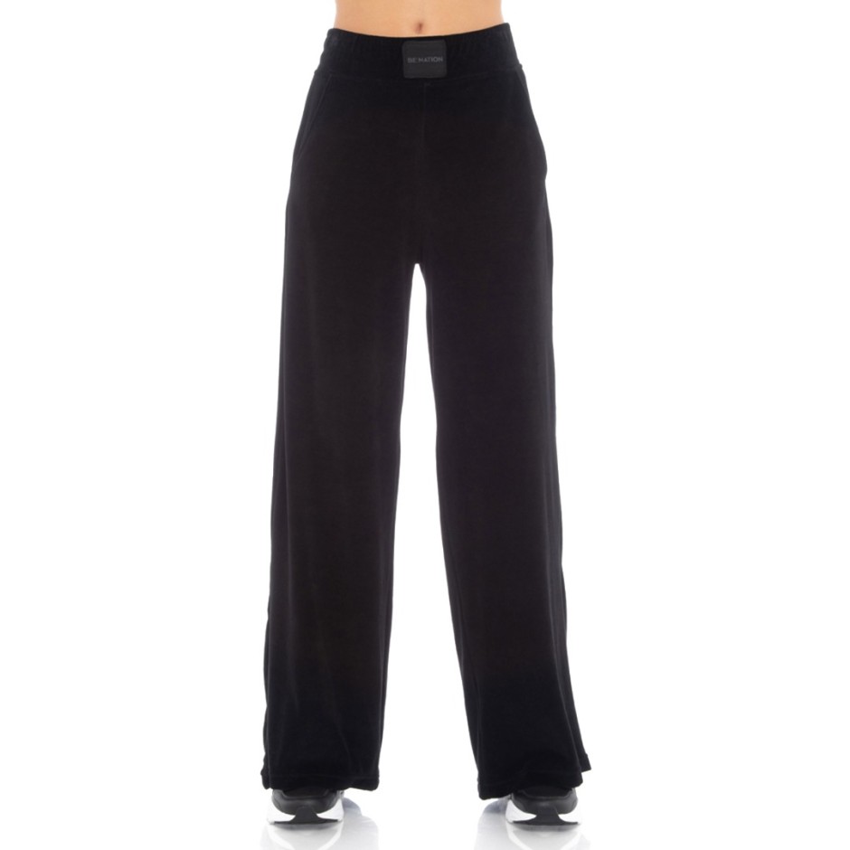 BE:NATION VELOUR WIDE LEG PANT 02102308-01 Black