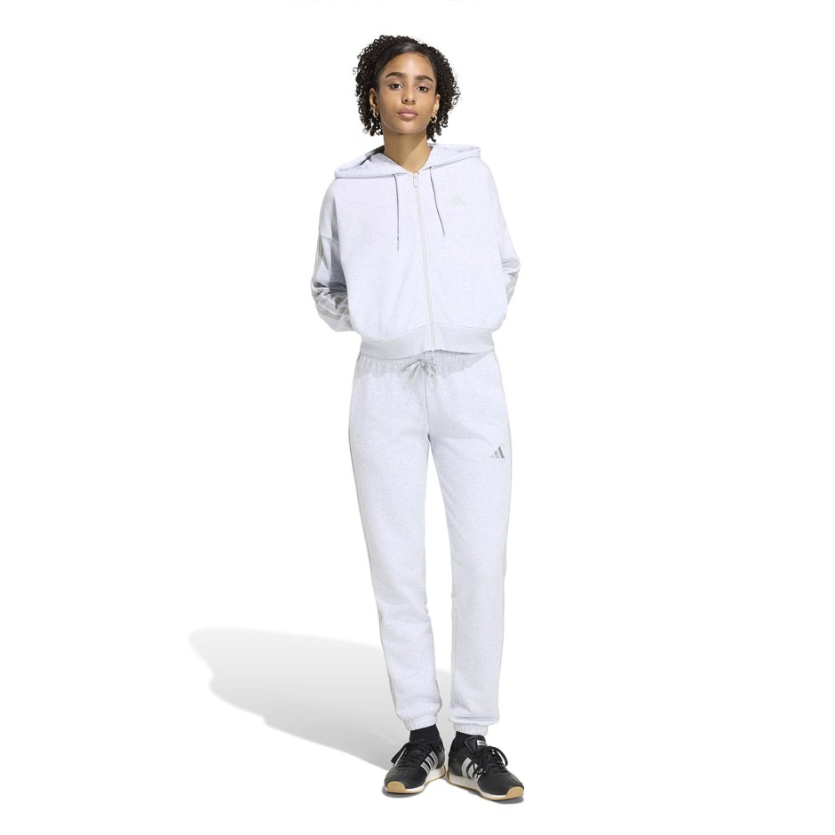 Γυναικεία Φόρμα Γκρι - adidas Sportswear Essentials 3-Stripes French Terry Cuffed