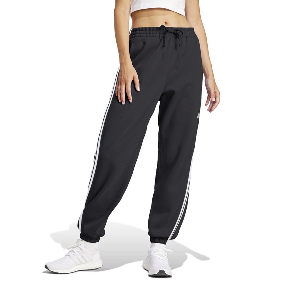 Γυναικεία Φόρμα Μαύρη - adidas Sportswear Essentials 3-Stripes French Terry Cuffed