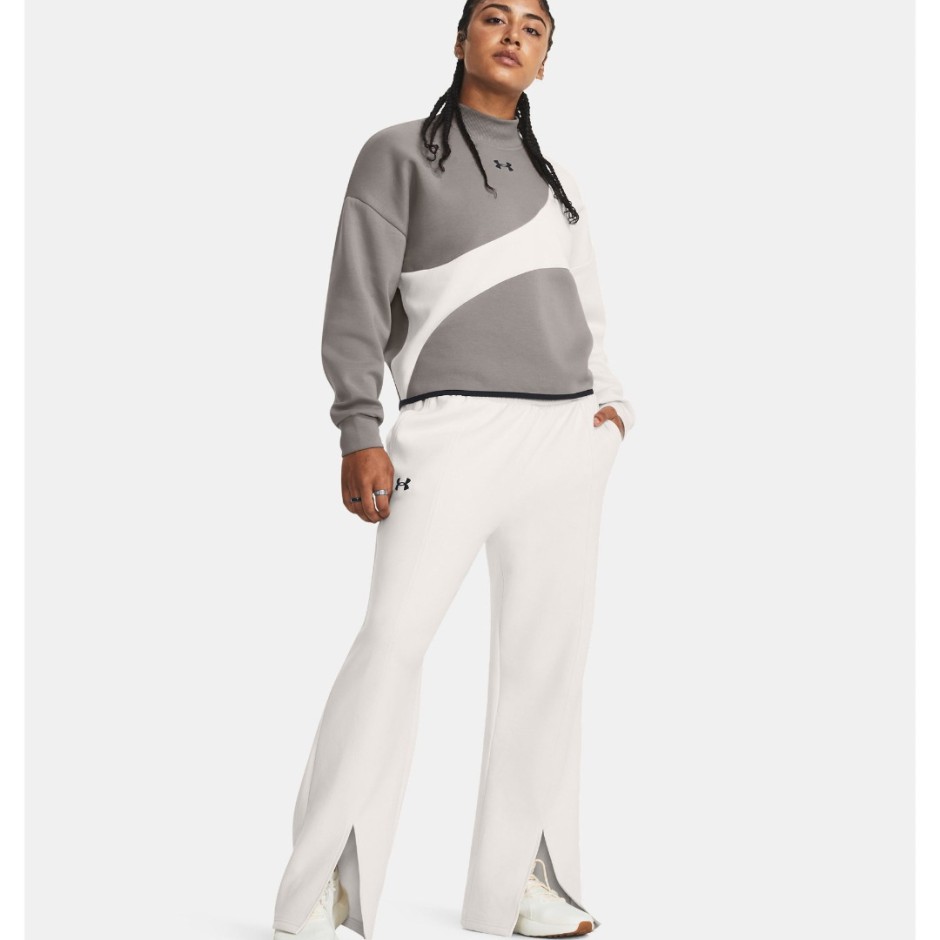 Under Armour Unstoppable Fleece Split Εκρού - Γυναικείο Παντελόνι Φόρμα