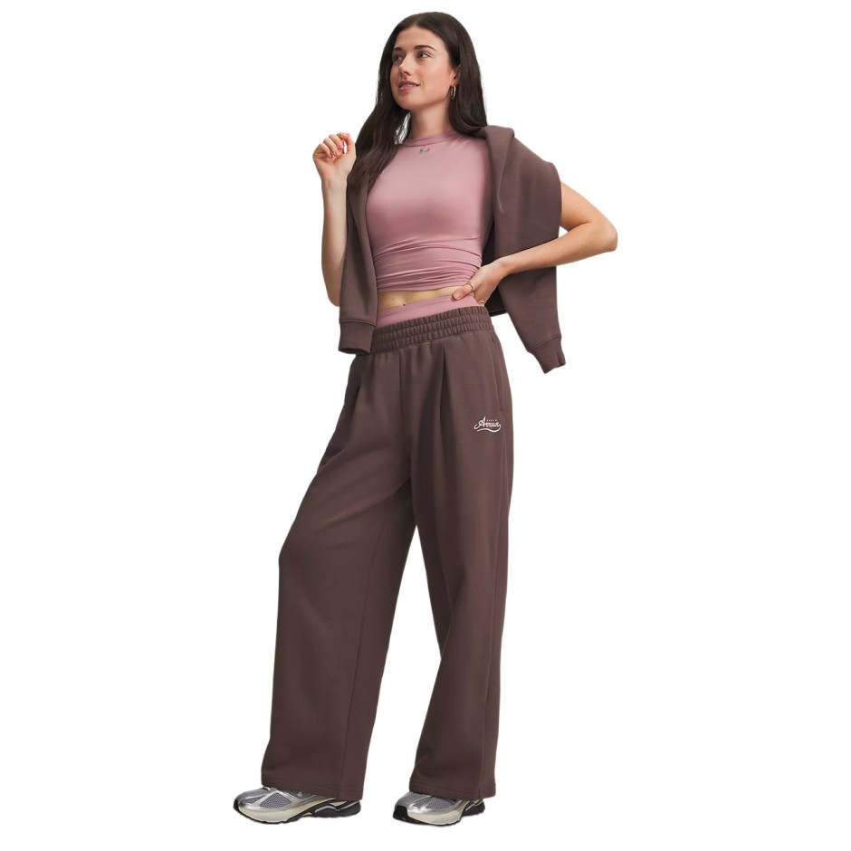 Women's Pants Brown - Under Armour Rival Fleece Pleated Varsity