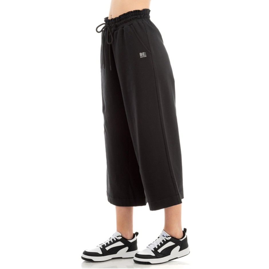 BE:NATION TERRY CROPPED WIDE LEG PANT 02112401-01 Black
