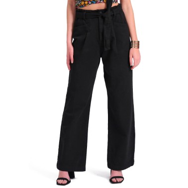 Γυναικείο Παντελόνι Μαύρο - Funky Buddha Garment Dyed