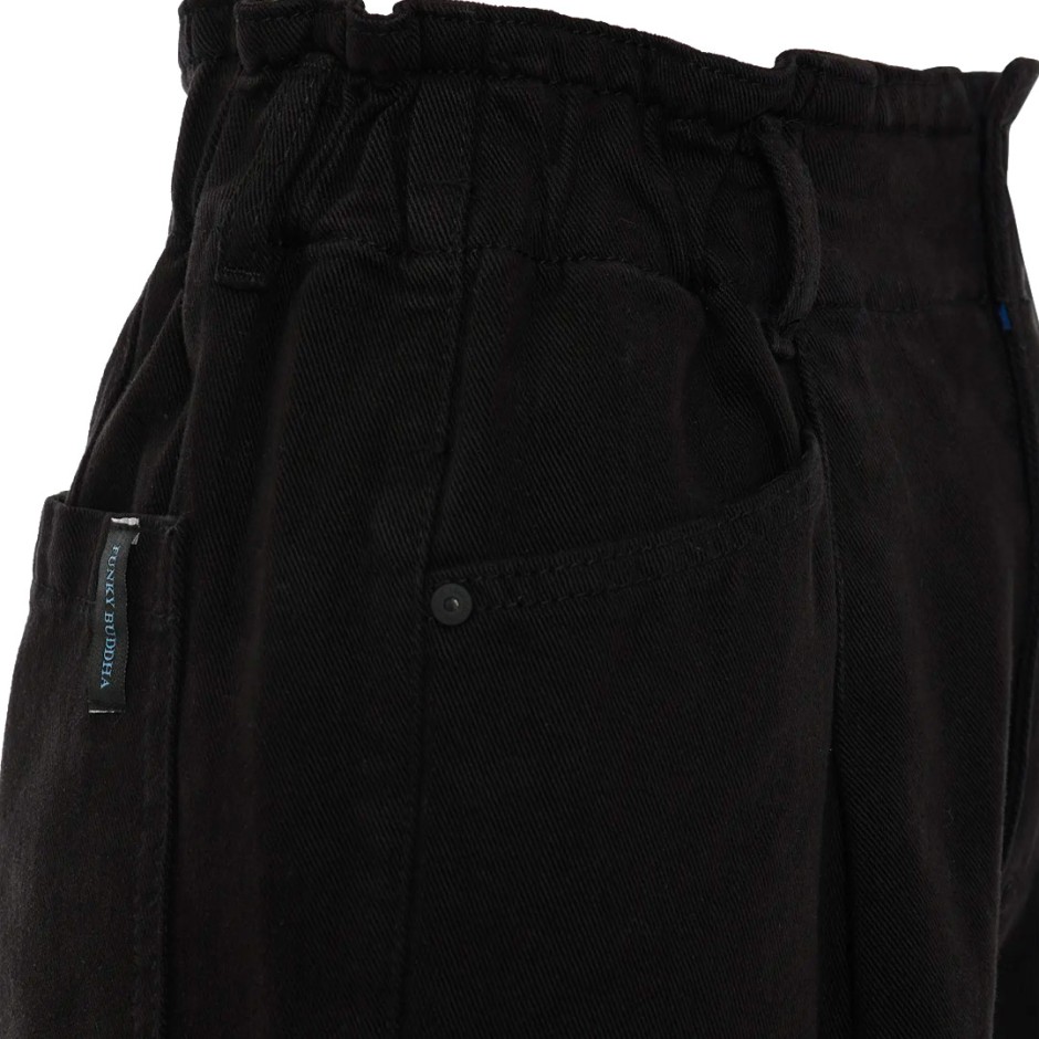 Γυναικείο Παντελόνι Μαύρο - Funky Buddha Garment Dyed